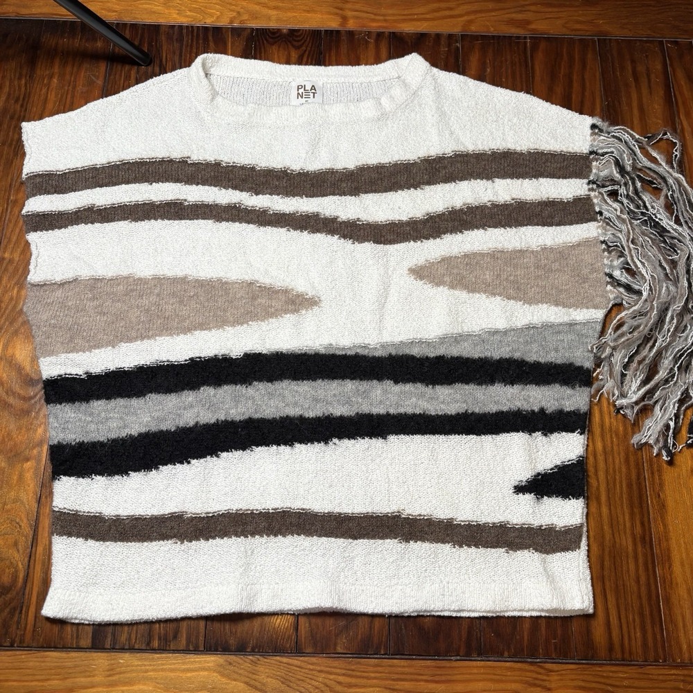 Planet By Lauren G Pima Cotton Bouclé Southwest Crewneck Sweater One Size A3094